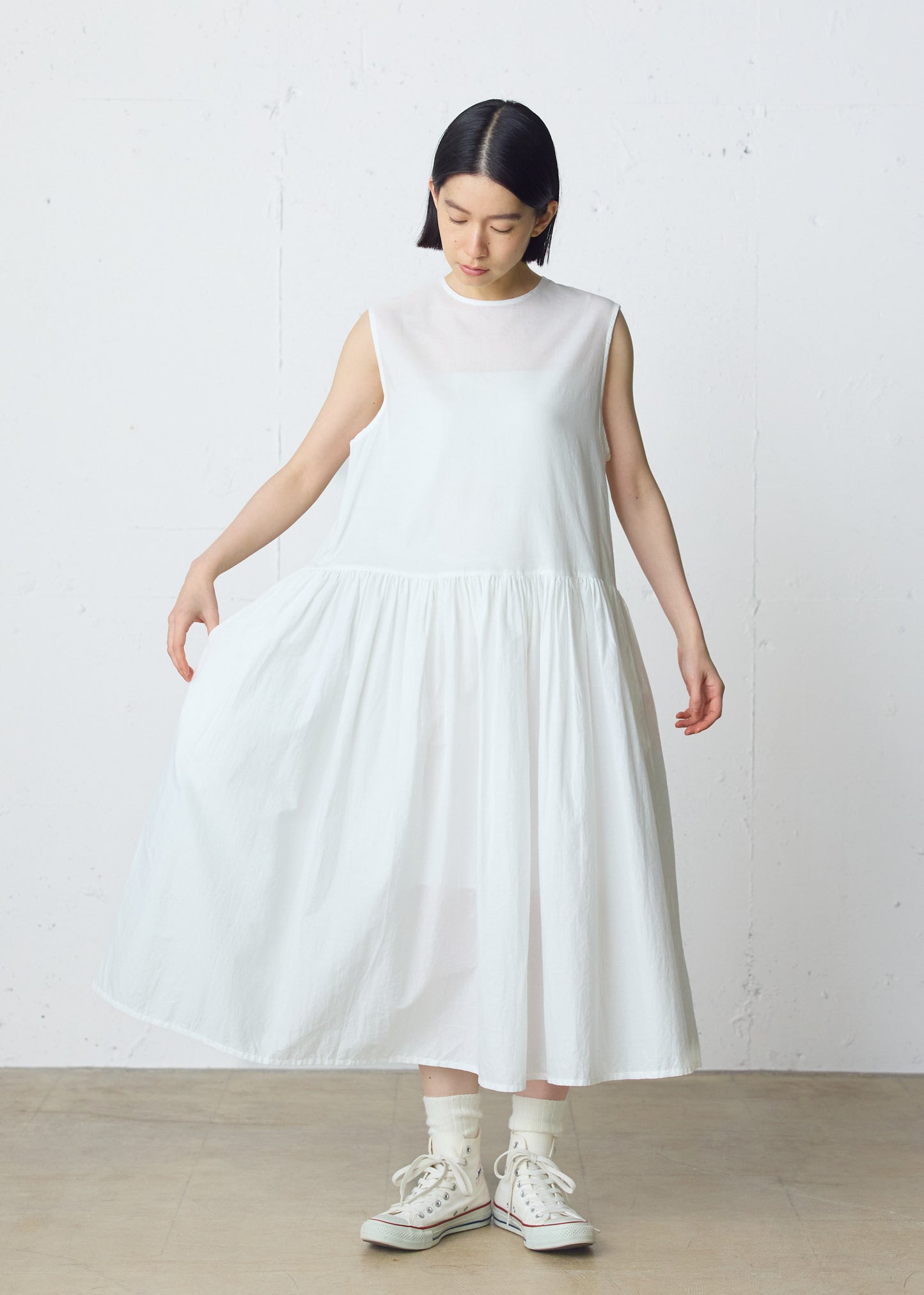 gathered no sleeve one-piece