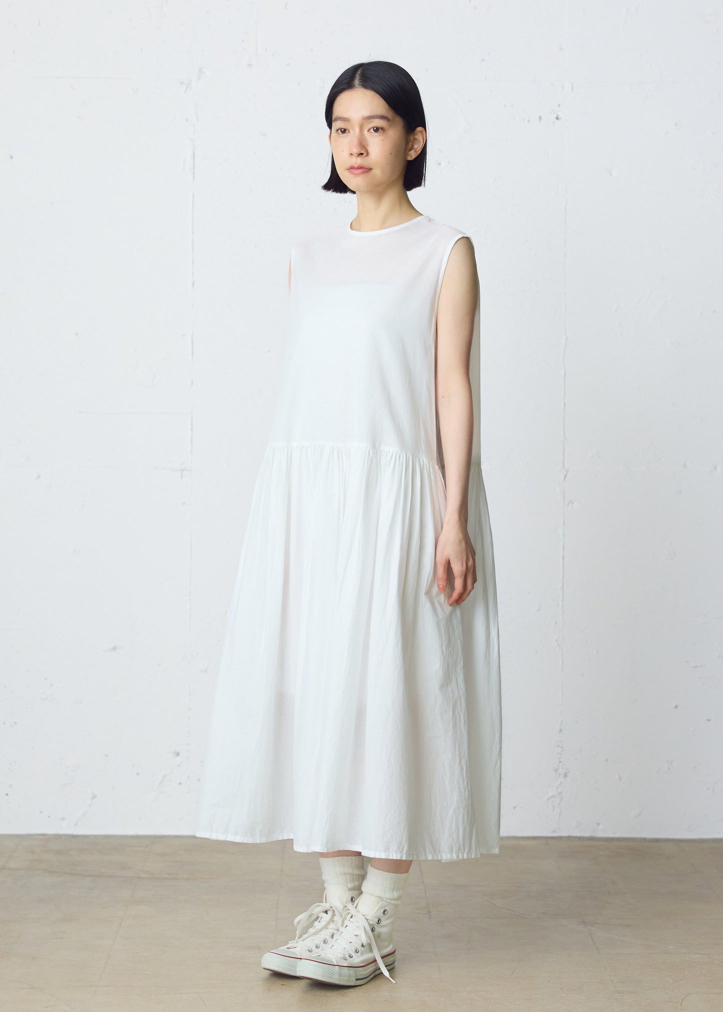 gathered no sleeve one-piece