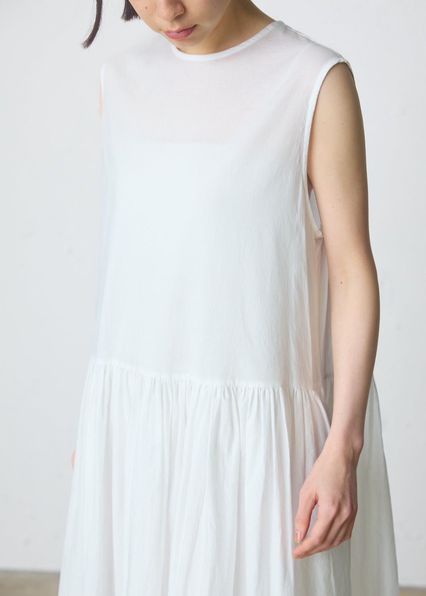 gathered no sleeve one-piece