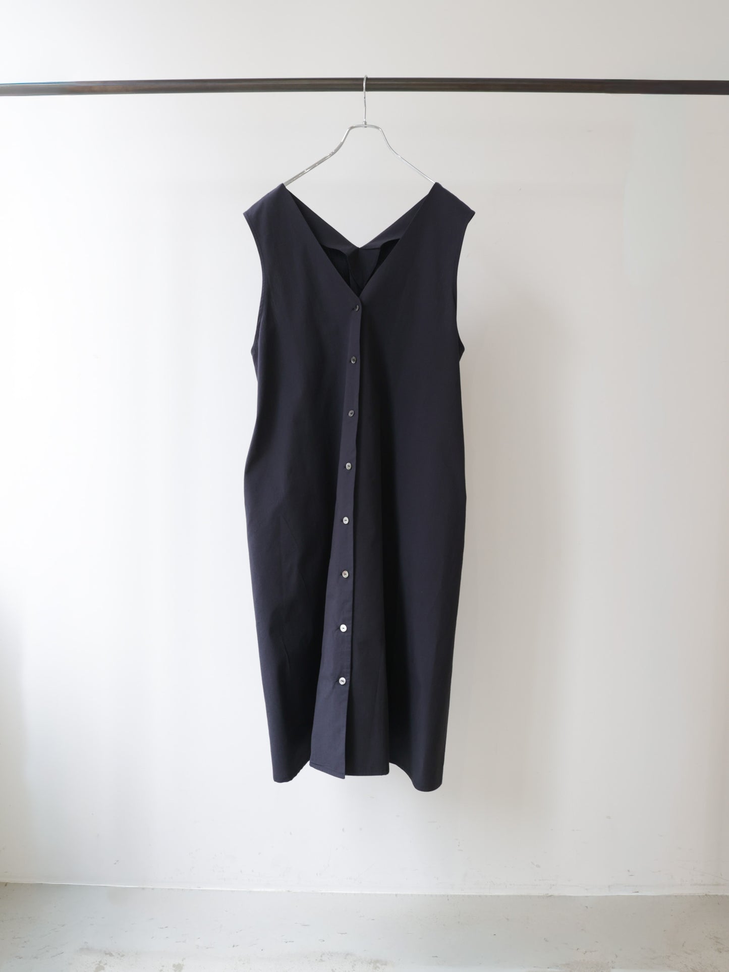 V neck long gilet one-piece