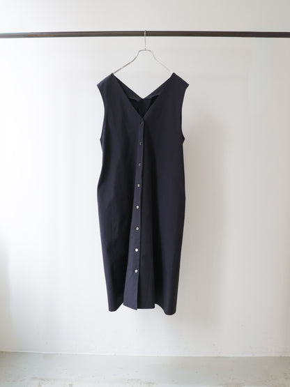 V neck long gilet one-piece