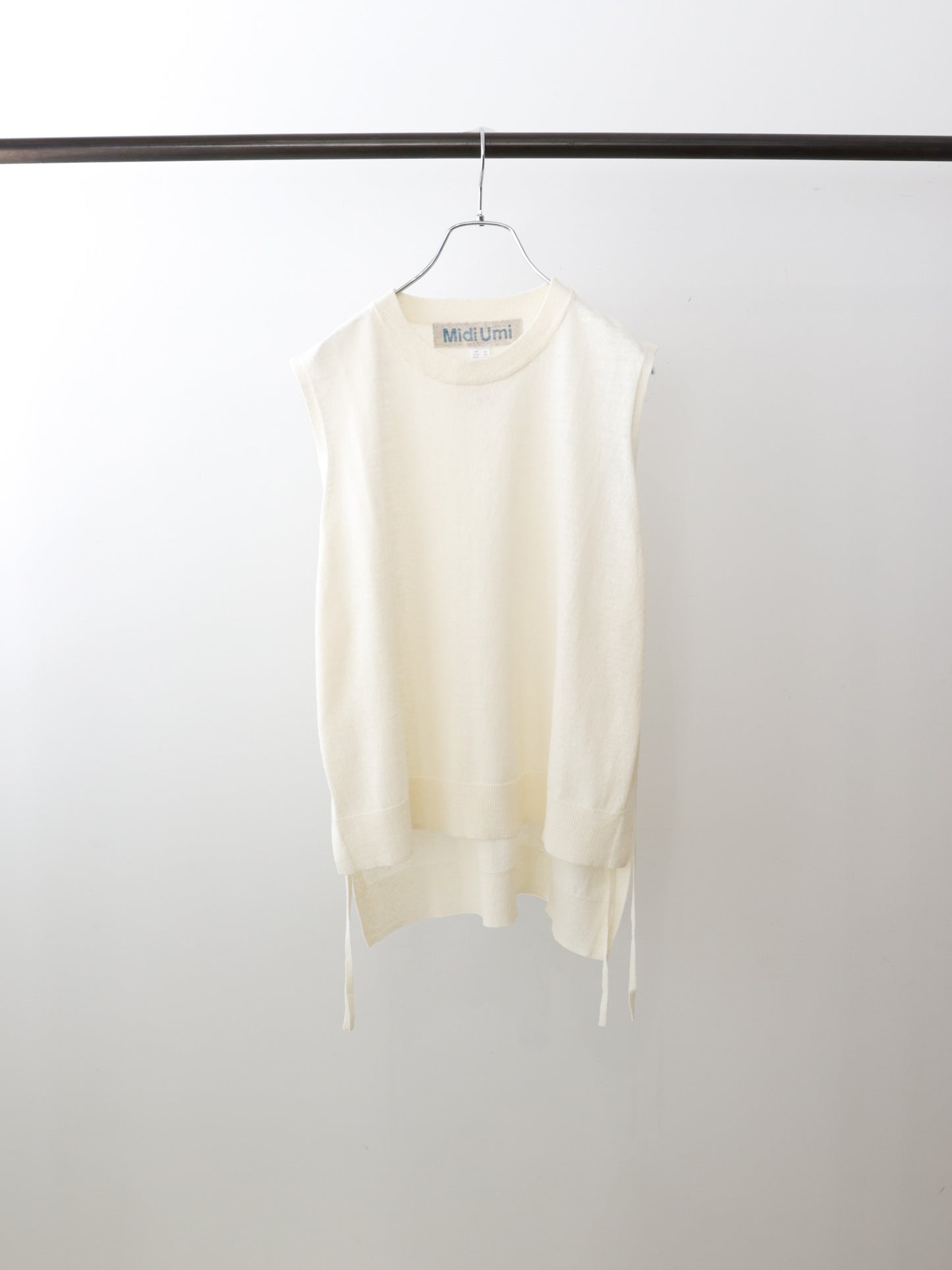 cotton linen side ribbon vest