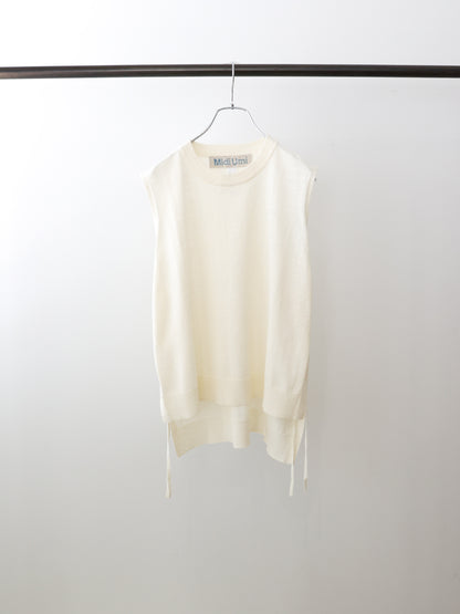 cotton linen side ribbon vest