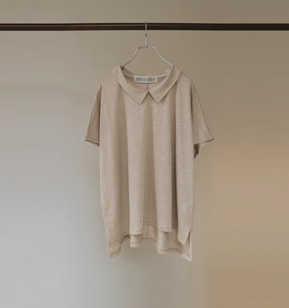 【A】linen with collar pullover