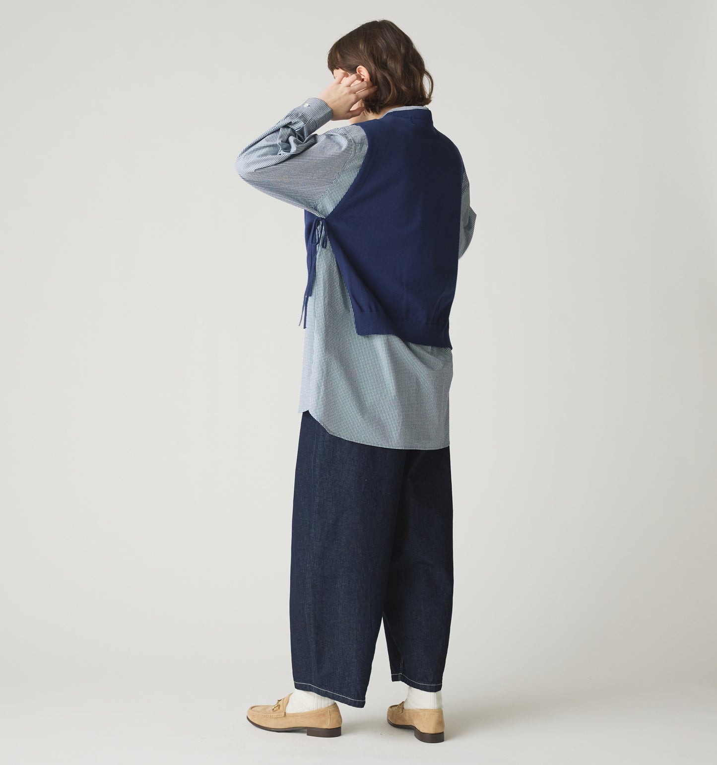 【A】side ribbon short vest
