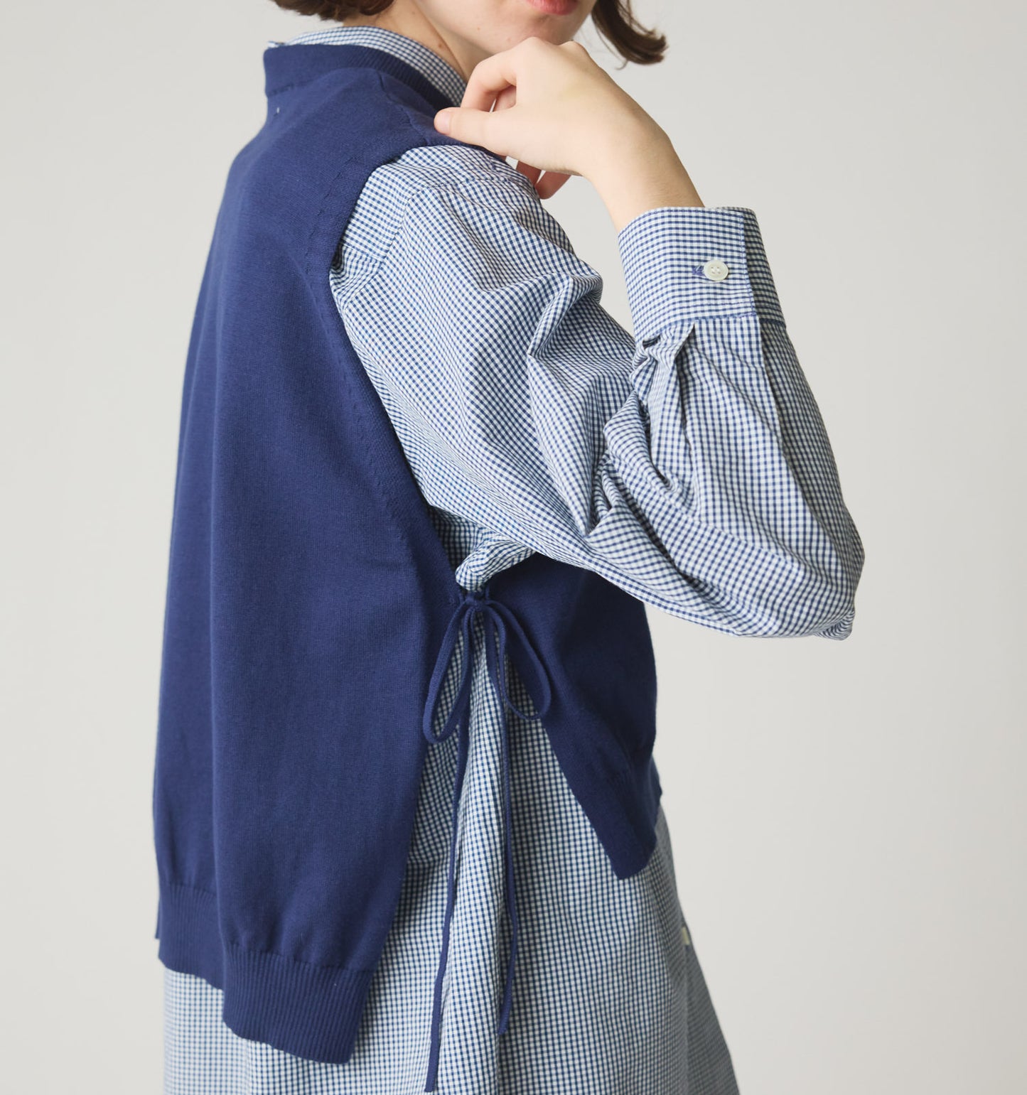 【A】side ribbon short vest