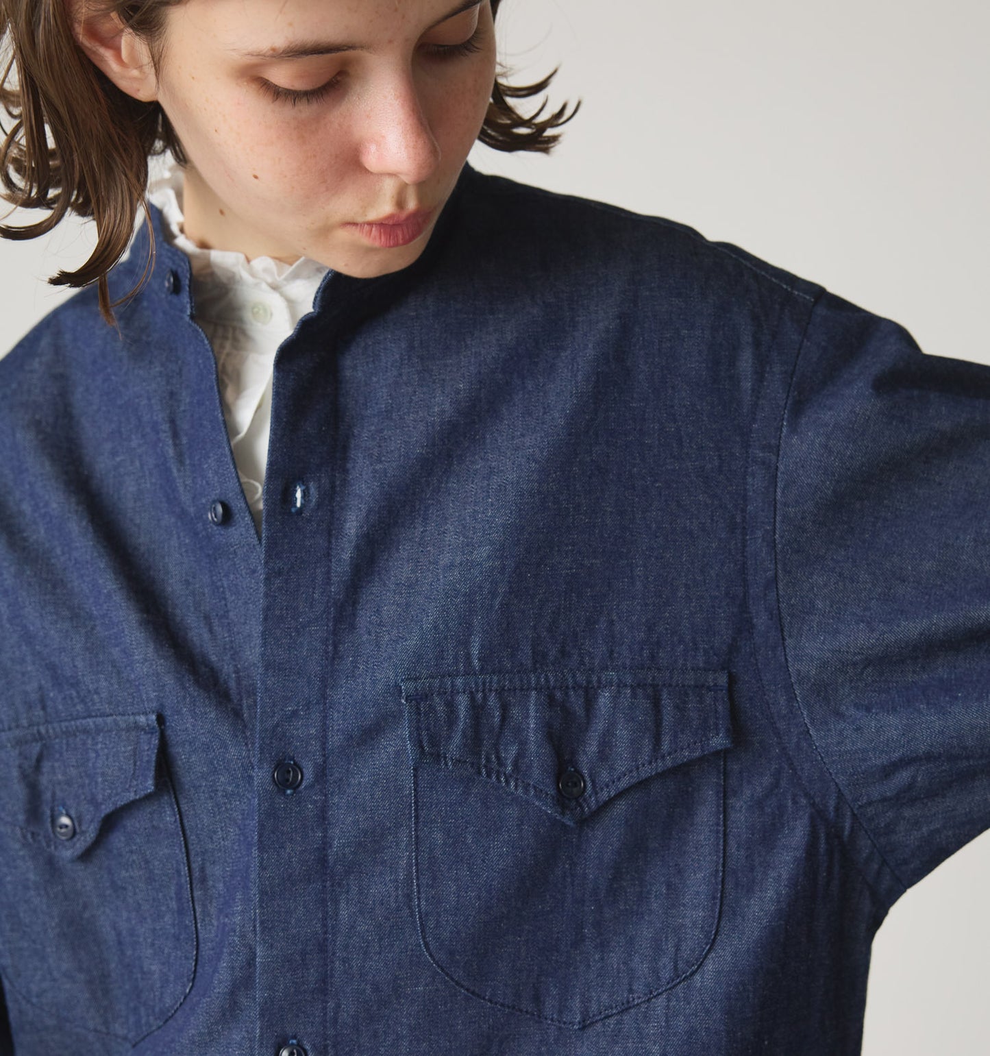 【A】denim shirt onepiece
