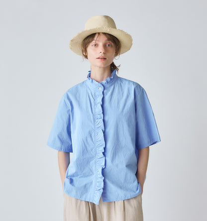 【A】half sleeve frill short shirt