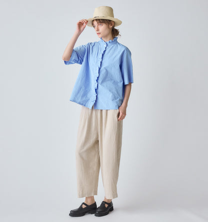 【A】half sleeve frill short shirt