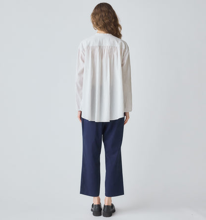 【A】sheer stripe back gather shirt