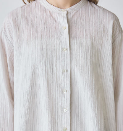 【A】sheer stripe back gather shirt