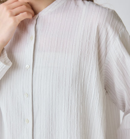 【A】sheer stripe back gather shirt