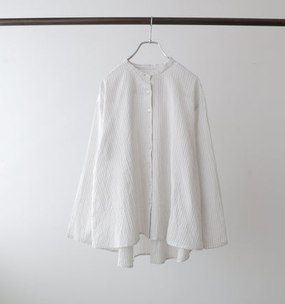 【A】sheer stripe back gather shirt