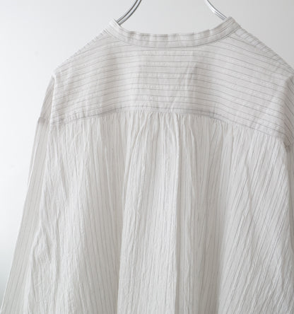【A】sheer stripe back gather shirt