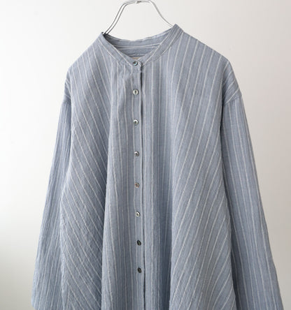 【A】sheer stripe back gather shirt