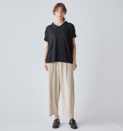 【A】linen with collar pullover