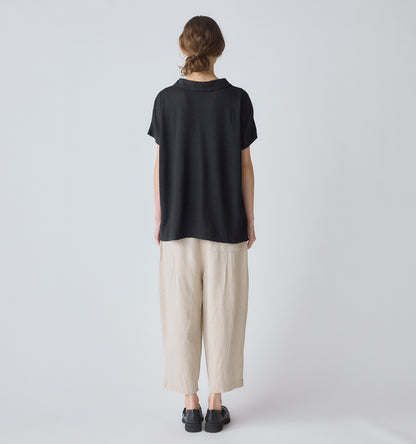【A】linen with collar pullover