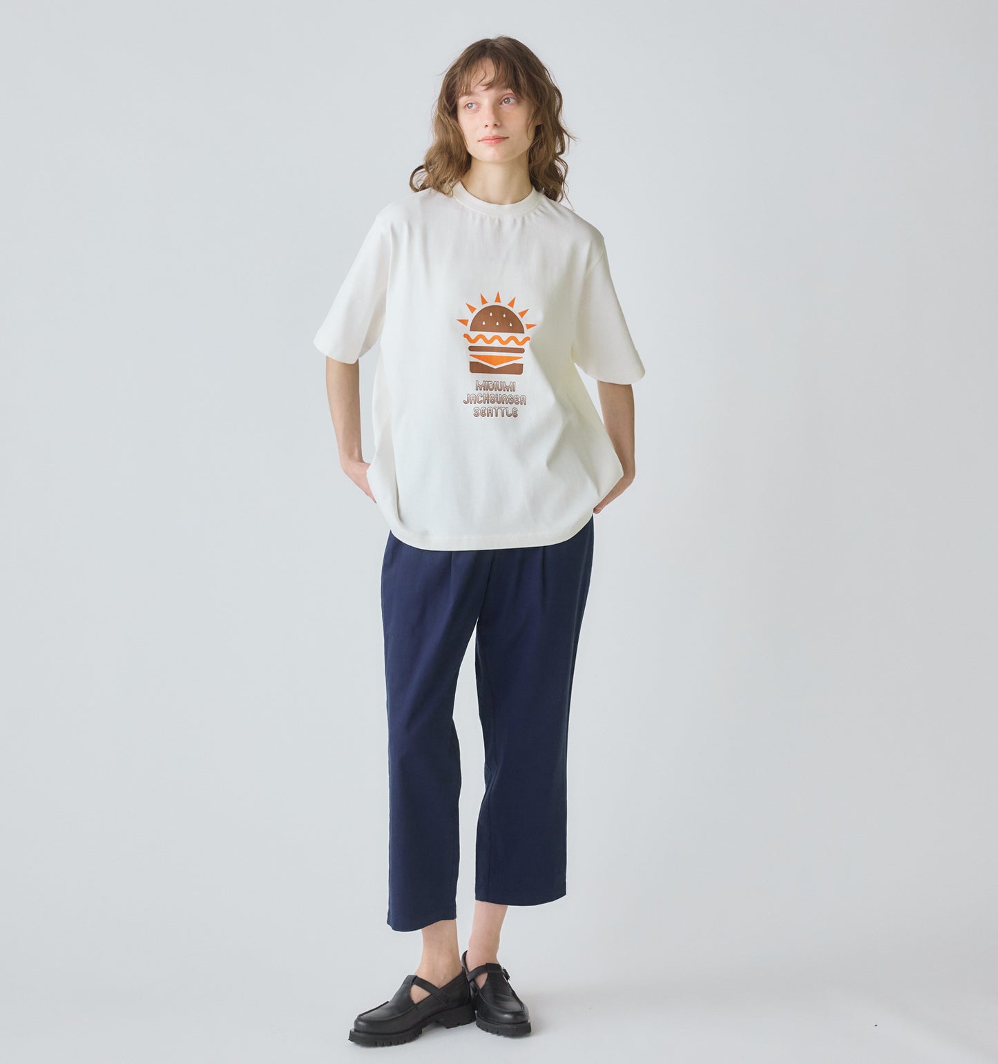 【A】hamburger print T shirt