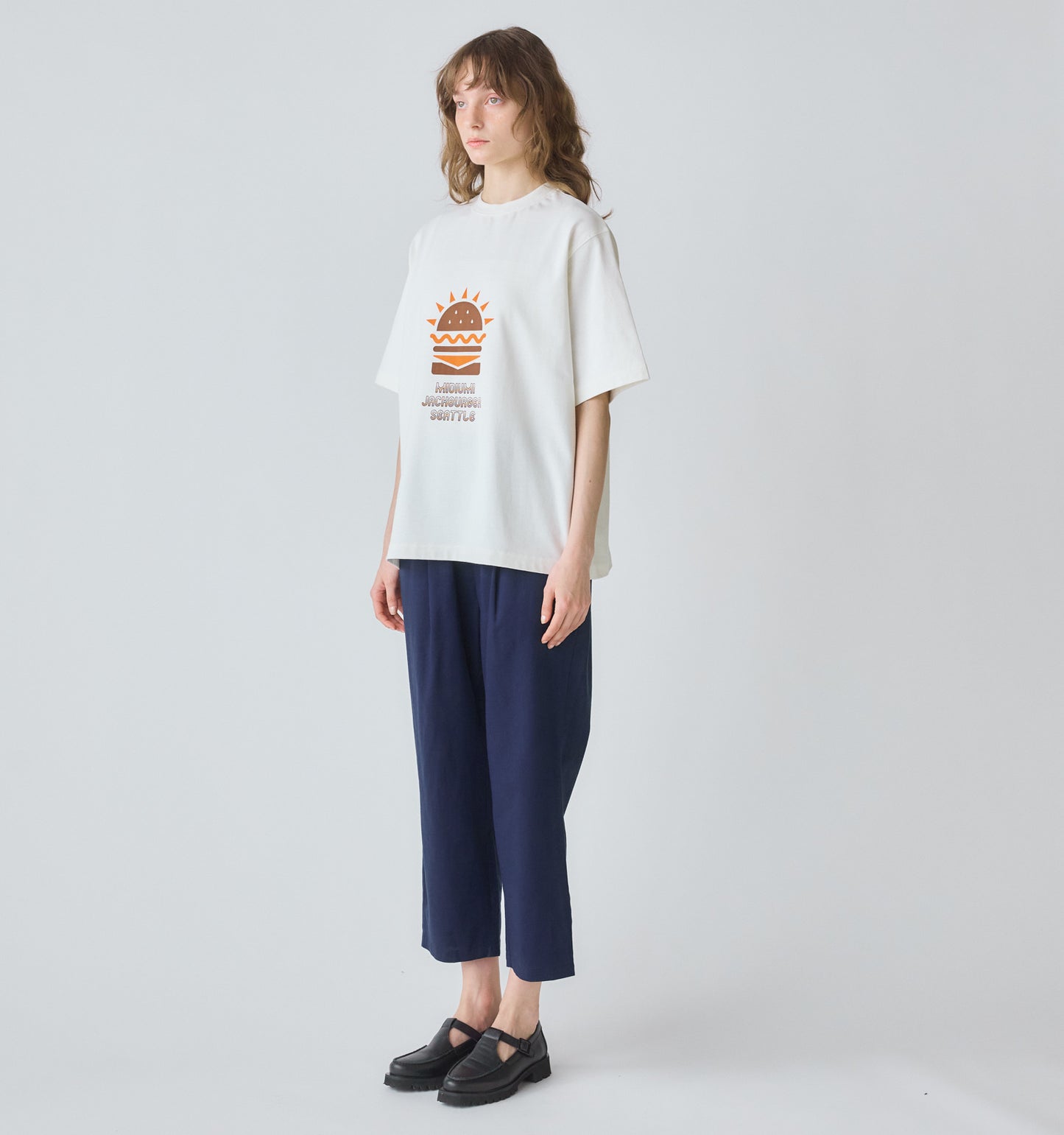 【A】hamburger print T shirt