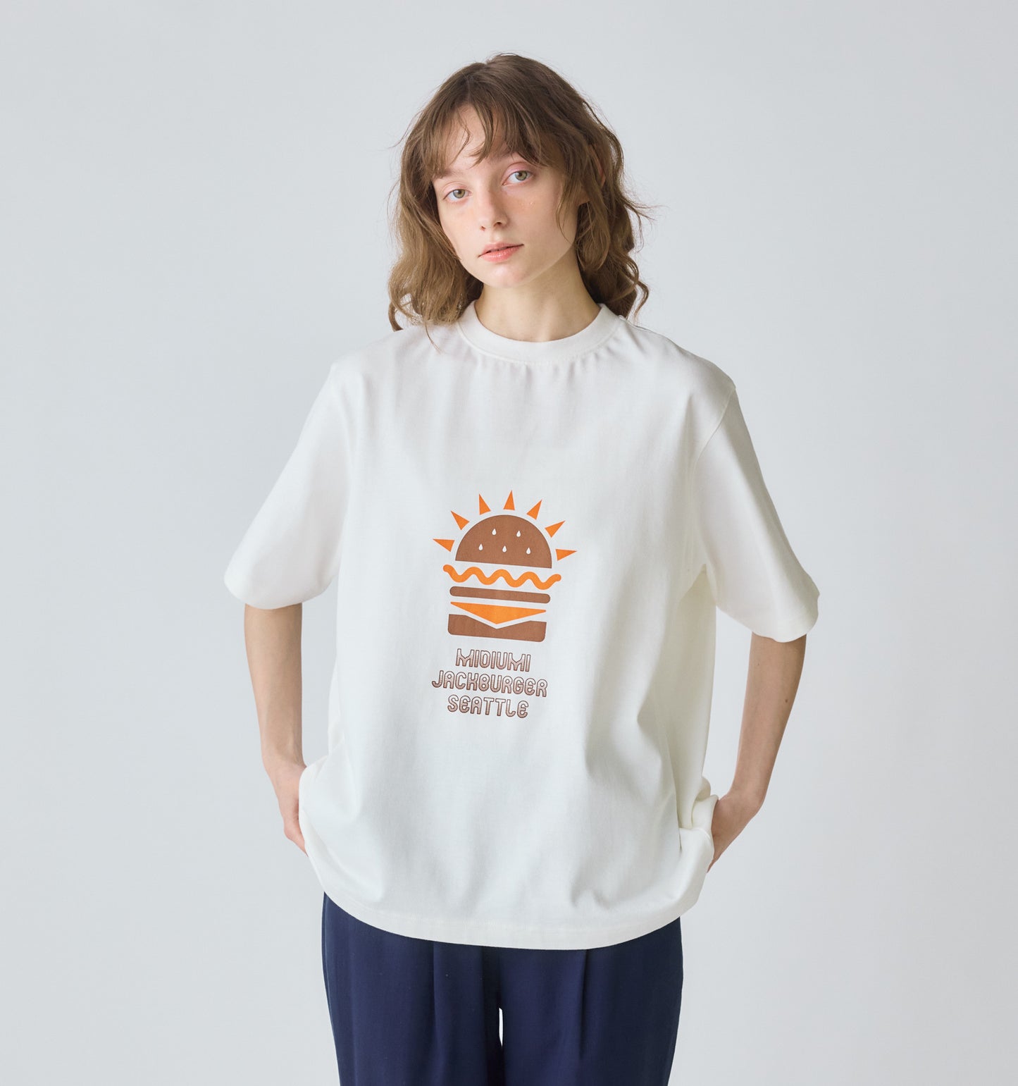 【A】hamburger print T shirt