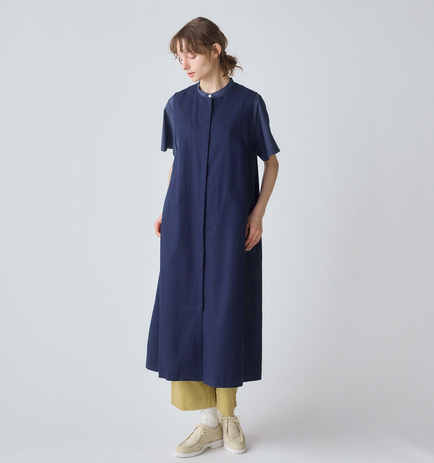 【A】crew neck gilet one piece