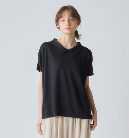 【A】linen with collar pullover