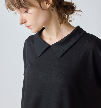 【A】linen with collar pullover