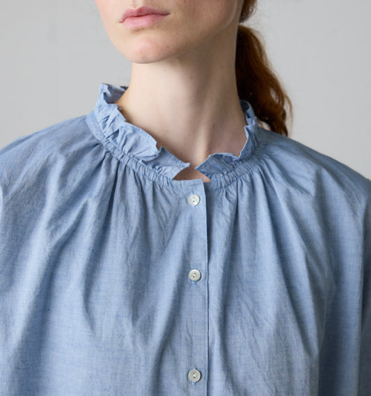 【A】chambray frill shirt
