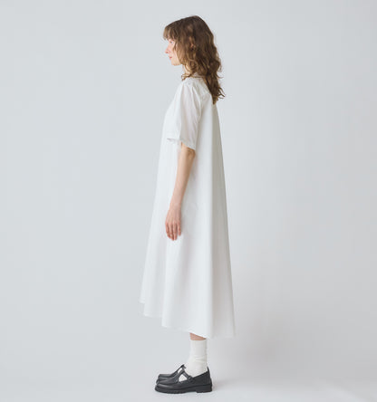 【A】half sleeve A line shirt one piece