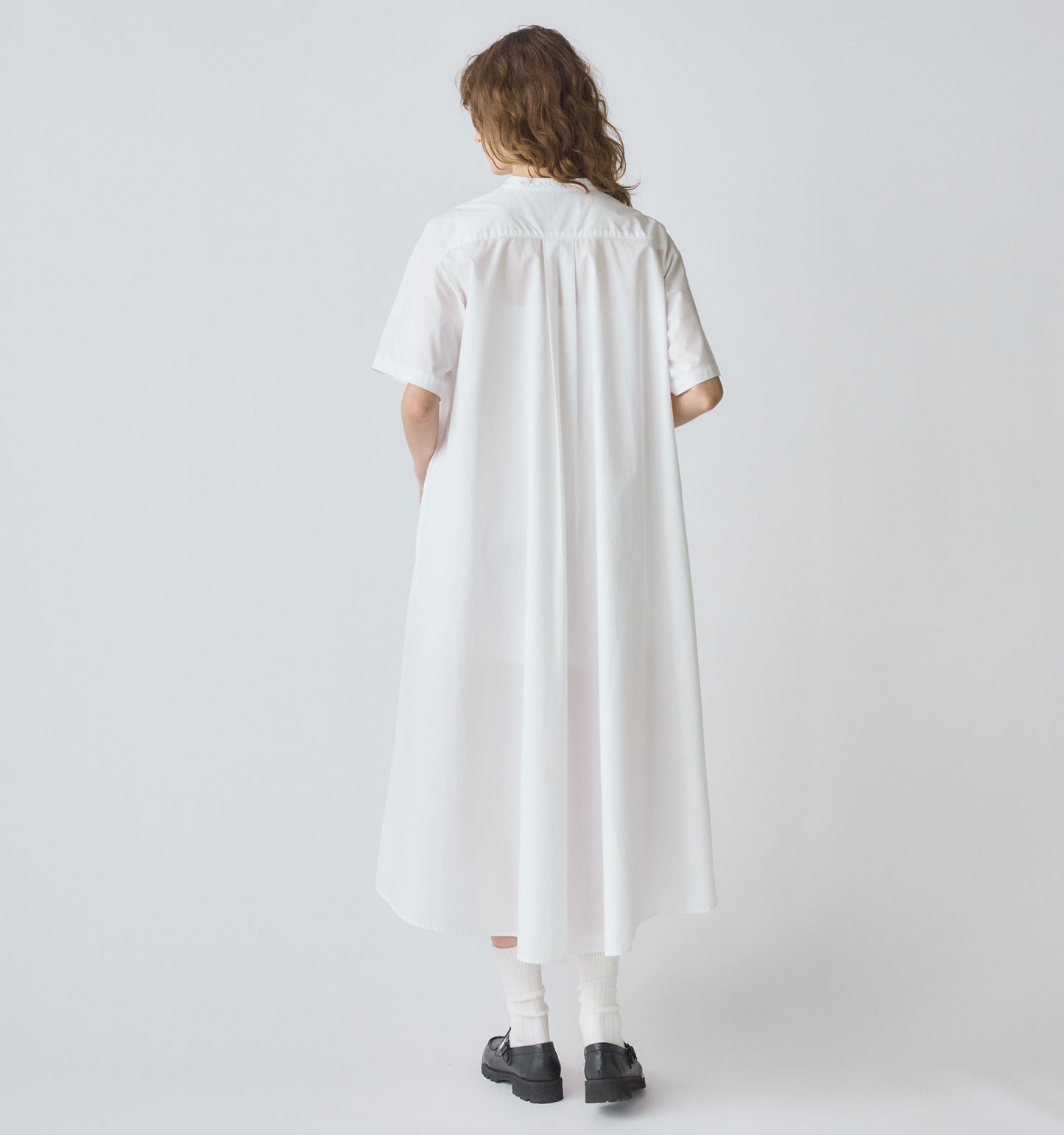 【A】half sleeve A line shirt one piece