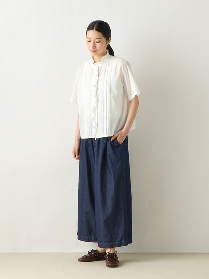 pin tuck lace shirt short sleeve