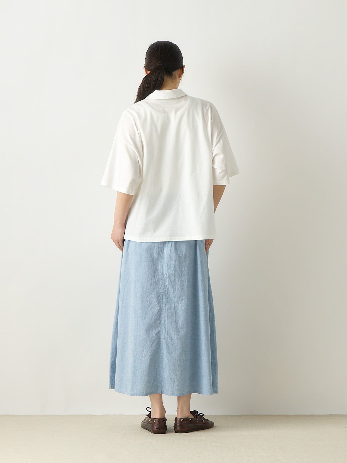 chambray tuck skirt
