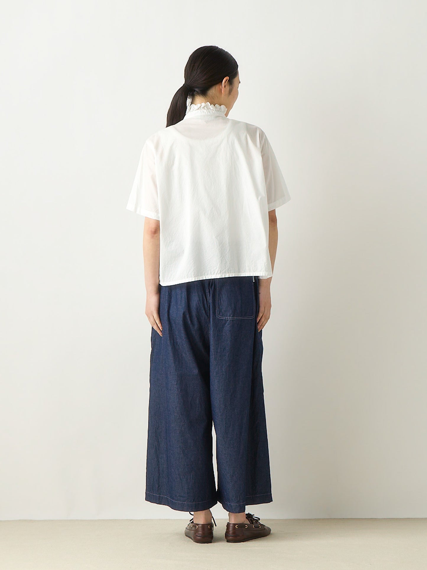 pin tuck lace shirt short sleeve