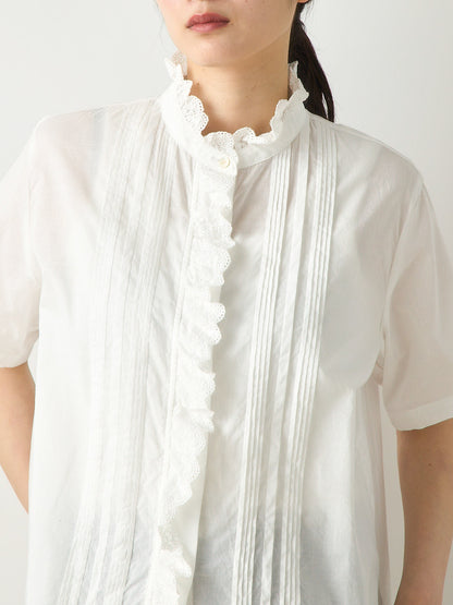 pin tuck lace shirt short sleeve