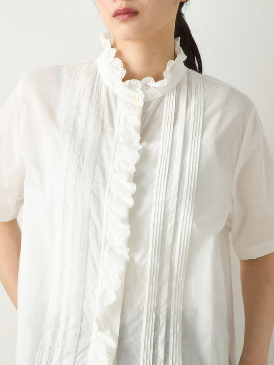 pin tuck lace shirt short sleeve