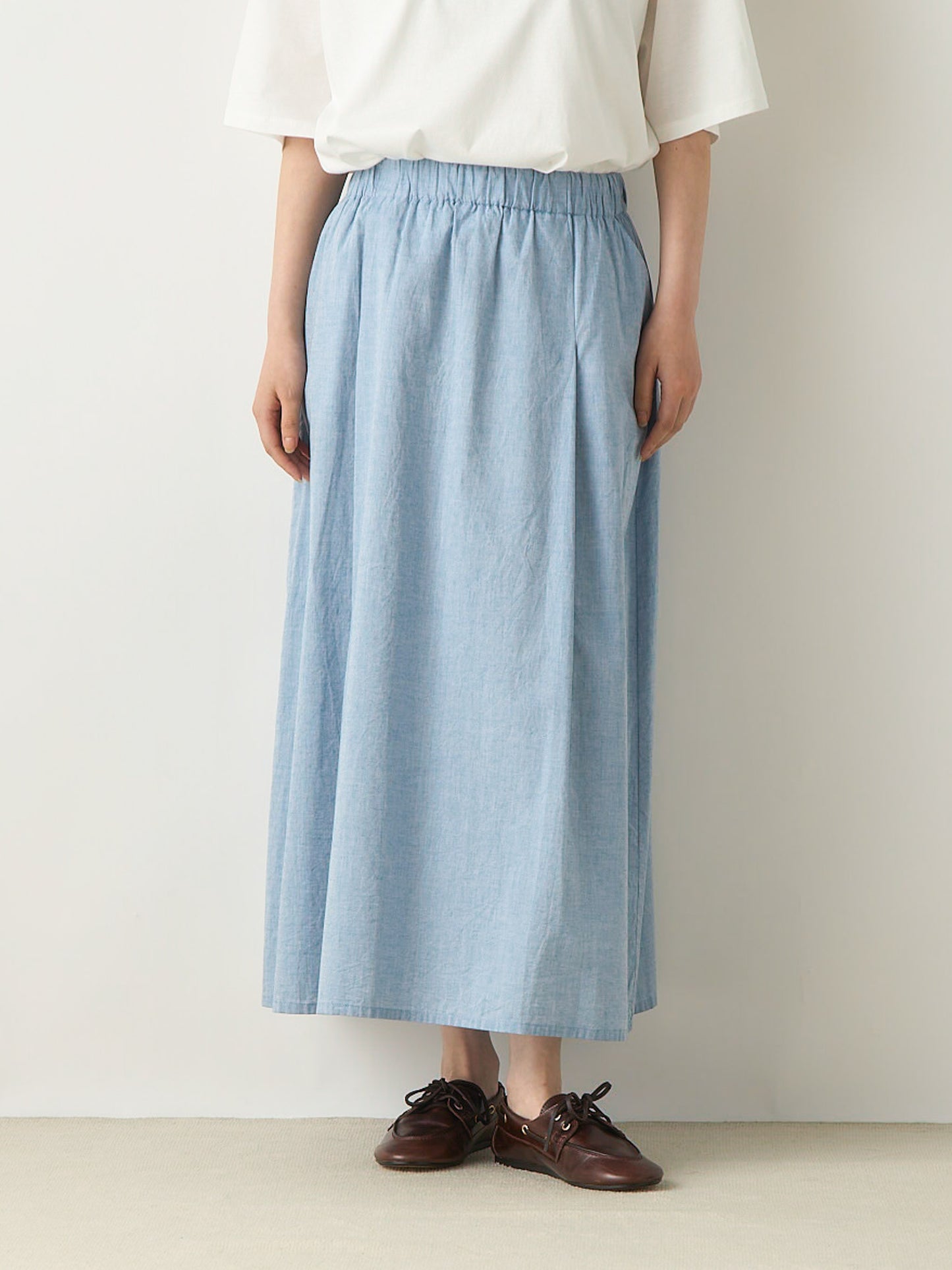 chambray tuck skirt