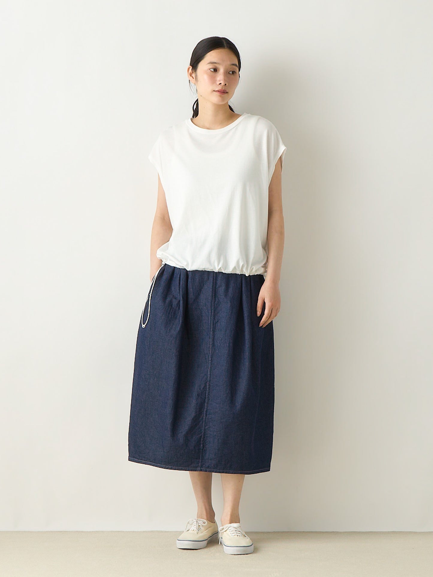 light denim cocoon skirt