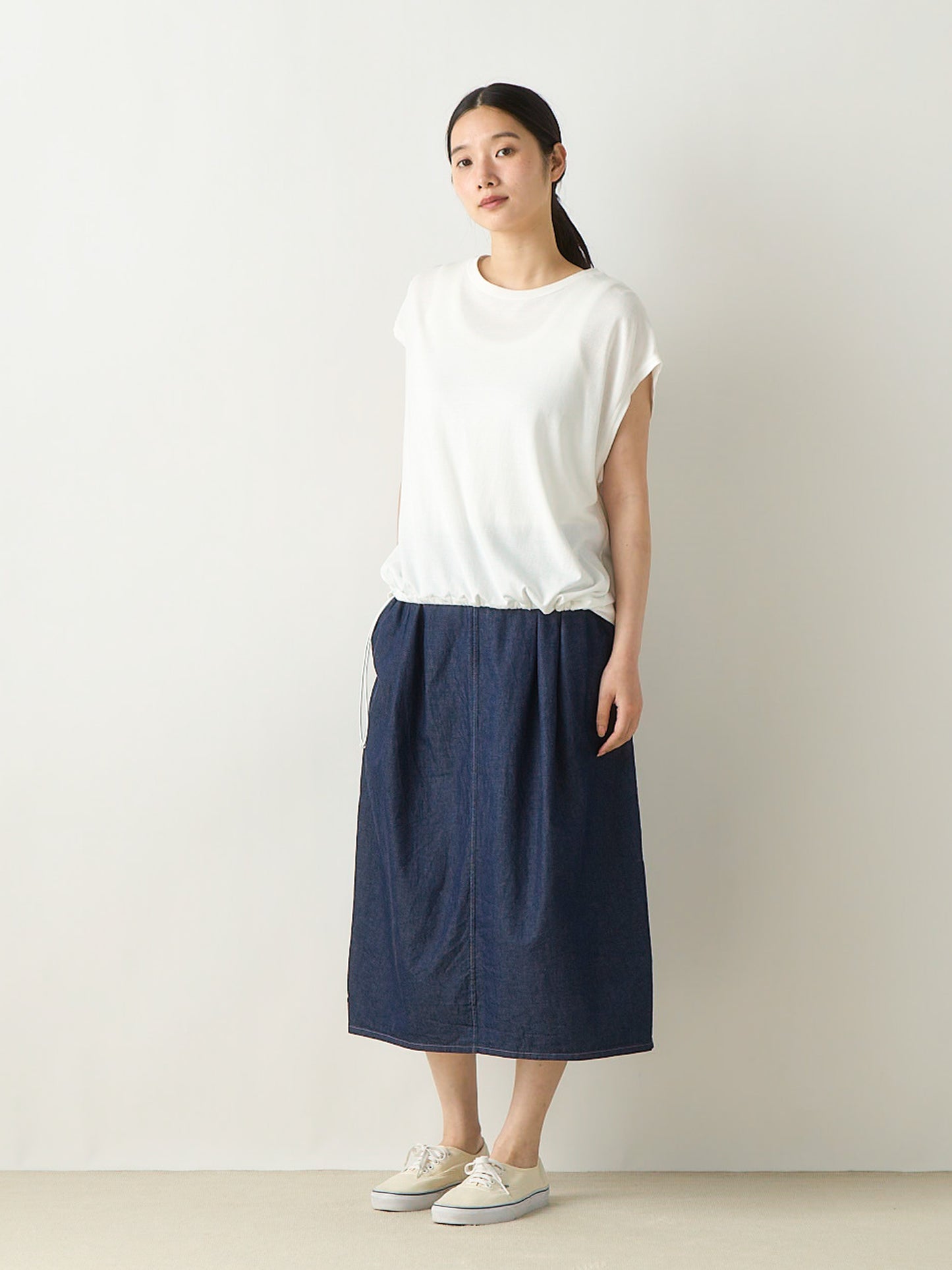 light denim cocoon skirt