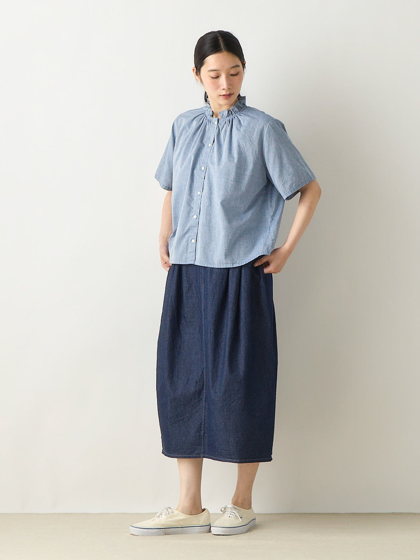 light denim cocoon skirt