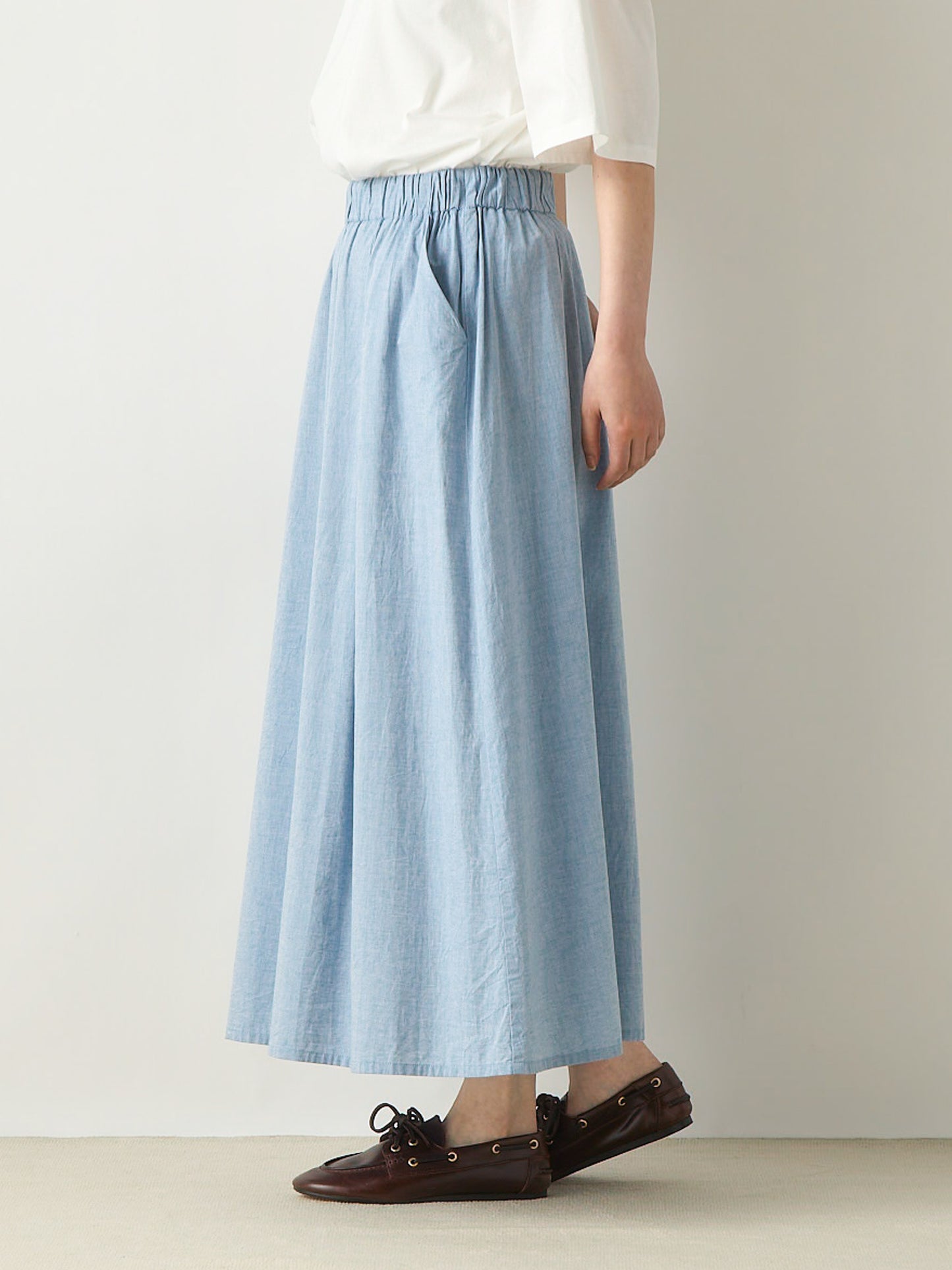 chambray tuck skirt