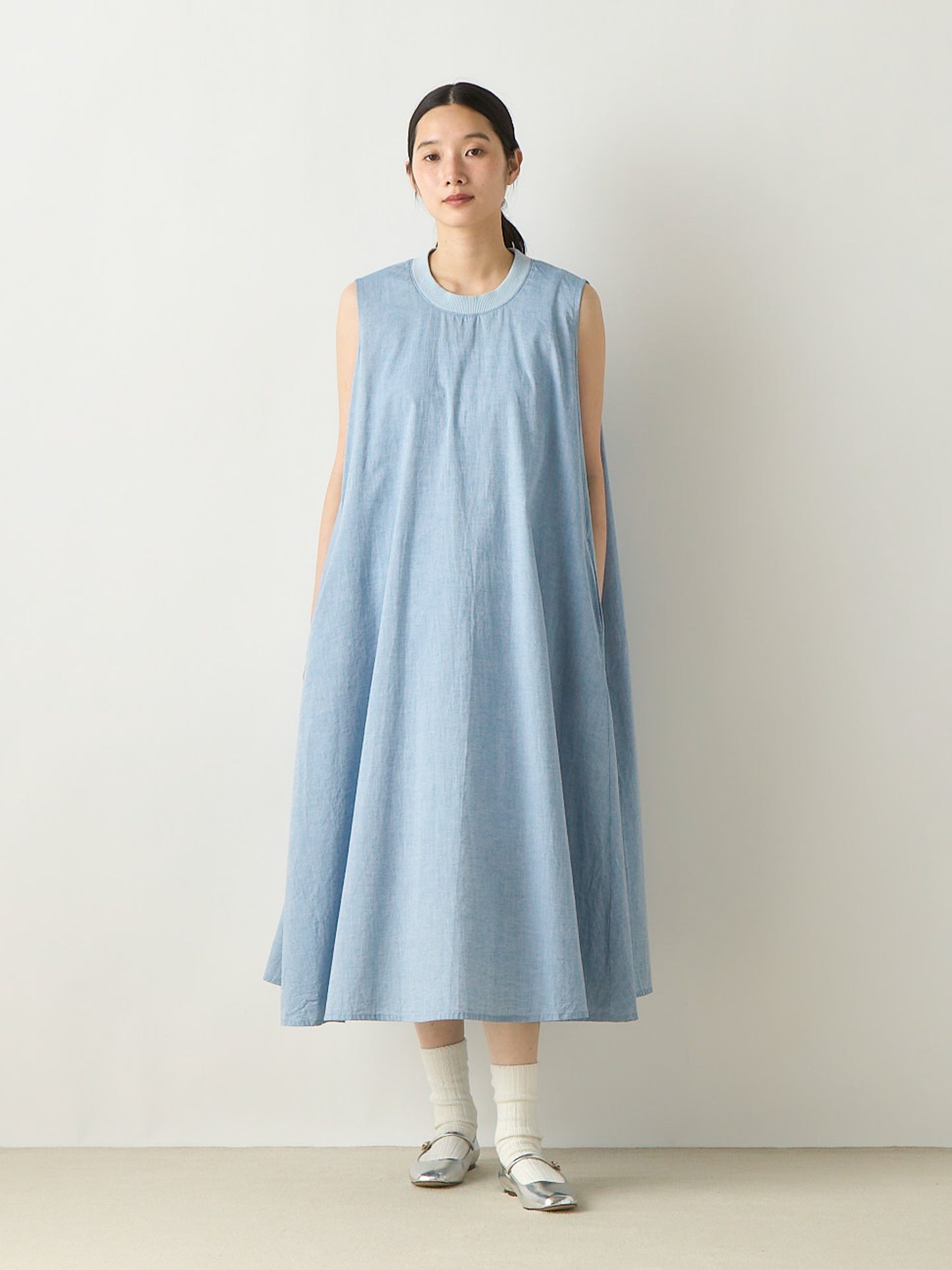 chambray nosleeve plenty one-piece