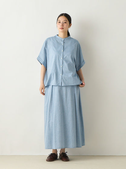 chambray tuck skirt
