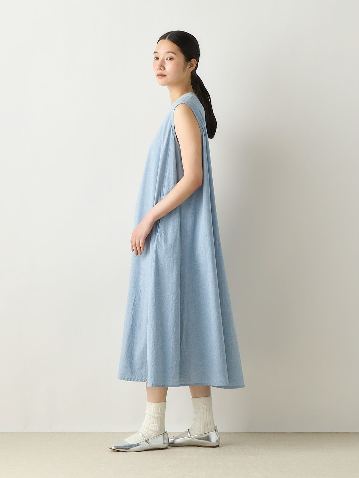 chambray nosleeve plenty one-piece