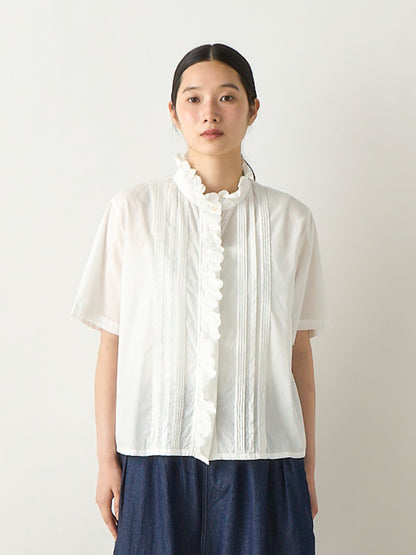 pin tuck lace shirt short sleeve