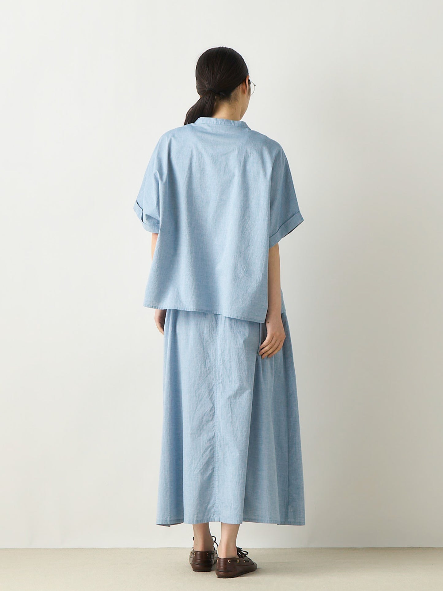 chambray tuck skirt
