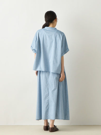 chambray tuck skirt