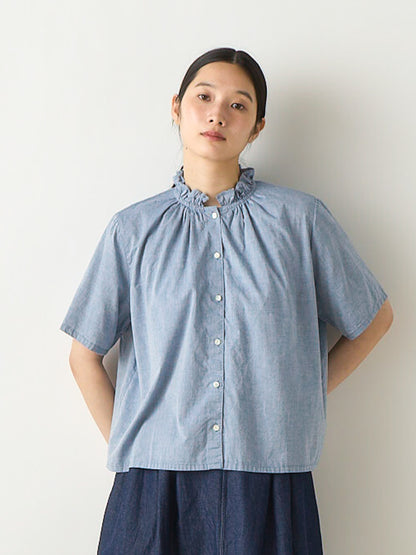 chambray frill shirt