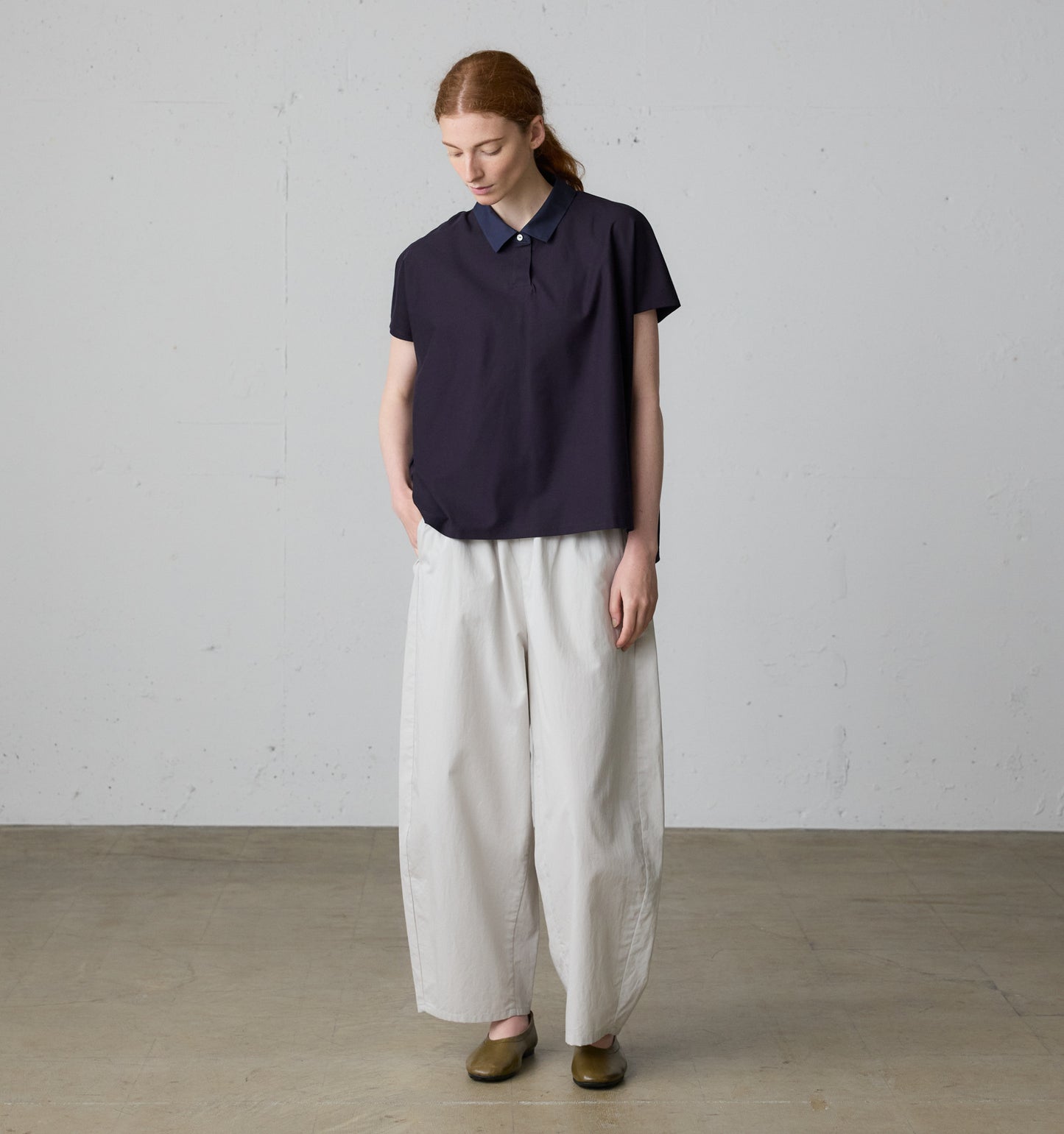 cottonlinen wide easy pants