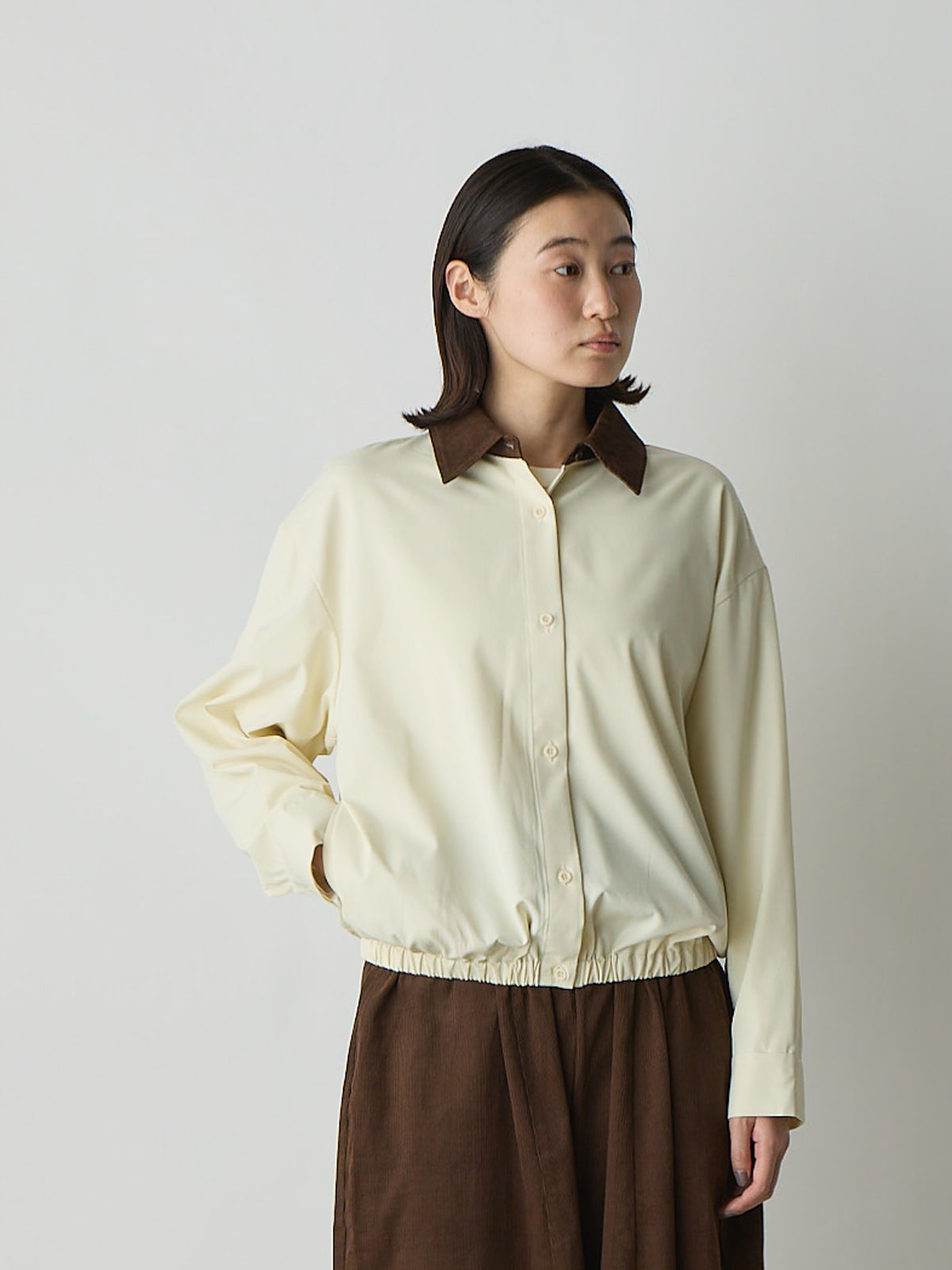 3-730331　contrast collar shirt