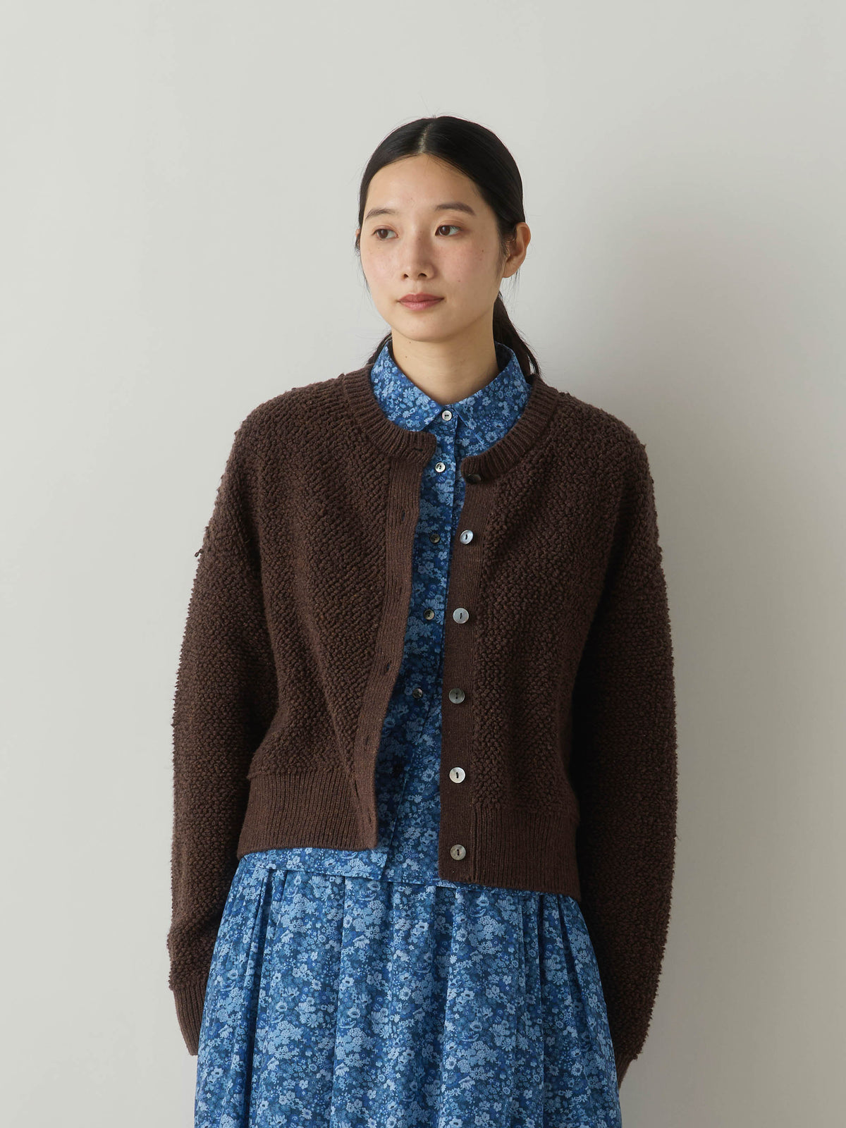 3-720253 pile boa knit cardigan